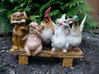 Farm Animal Garden Figurine Lawn Ornament Pig Rooster Dog Rabbit Duck
