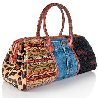 Clever Carriage Company Vintage Denim Potpourri and Leather Satchel at