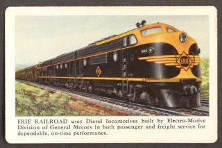 Erie Railroad GM EMD Diesel locomotive pocket calendar 1951