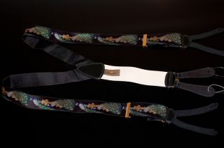 RARE Ltd Edition Trafalgar 100% Silk Braces Suspenders Black Peacocks