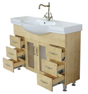Eurofit 47 Bamboo Narrow Bathroom Sink Cabinet Vanity