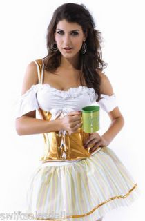 Serving Wench Beer Festival Fancy Dress Costume Outfit Gold / Orange