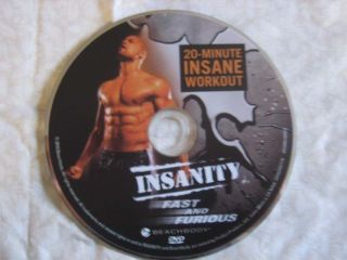 Insanity Workout DVD Fast and Furious One DVD Only Read Description NW