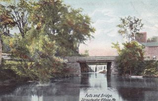 ME Maine STROUDWATER VILLAGE Falls and Bridge 1906 Vintage Postcard