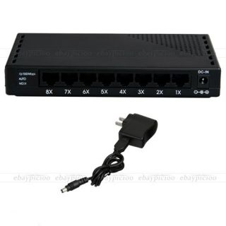 Black RJ45 8 Ports 10 100Mbps Network Ethernet Switch Hub