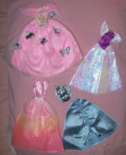 BARBIE DOLL CLOTHES LOT OF 4 PRINCESS GOWNS LONG FANCY TULLE FRILLY