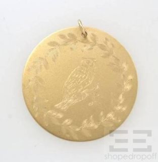 Emily Ashley 14k Gold Owl Engraved Round Pendant