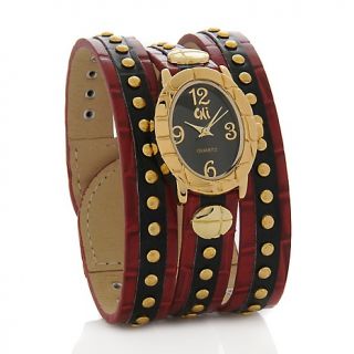211 175 chi by falchi studded leather multi strap bracelet watch note