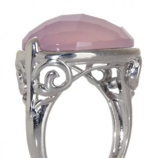Technibond Checkerboard Faceted Lavender Chalcedony Oval Ring
