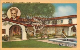 Encino California Linen Home of Mickey Rooney Postcard