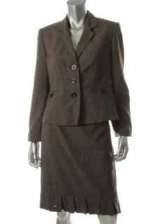 Evan Picone New Victoria Green 2pc Pleated Jacket Skirt Suit Petites