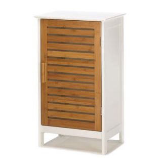  Shabby White Wood Bamboo Accent End Table Night Stand Cabinet