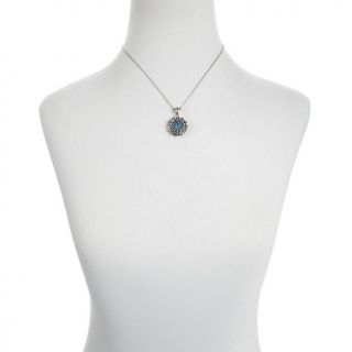 Blue Drusy Quartz Flower Sterling Silver Pendant with 18 Chain at