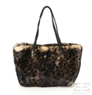 Fendi Selleria Dark Brown & Tan Mink Fur Cheetah Print Handbag