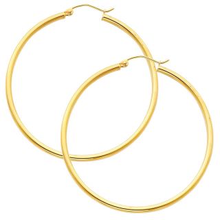 gold 2mm thickness classic polished extra large hinged hoop earrings