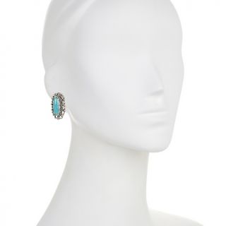 Jewelry Earrings Stud Chaco Canyon SW Elongate Oval Turquoise