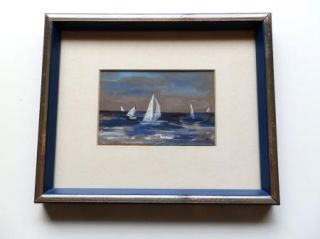 Feinberg Signed Original Art Watercolor & Oil Seascape Sailboat Art