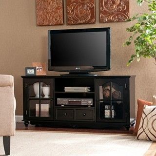 TV Stand Flat Screen Console Entertainment Center Black Media Cabinet