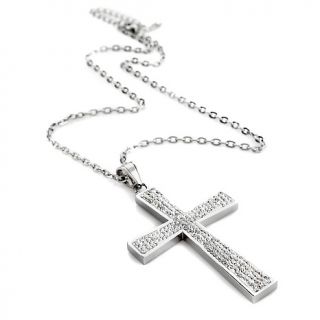 206 833 stately steel stately steel crystal covered cross pendant with