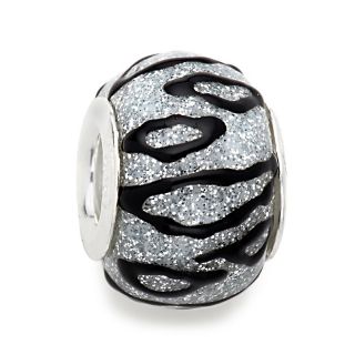 238 977 charming silver inspirations black silver tiger print bead