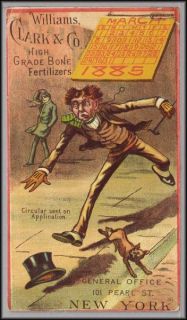 Fertilizer Trade Card Williams Clark Co Calendar 1885