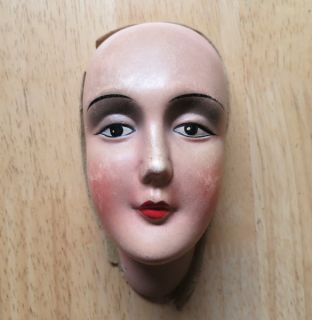  1930s Composition Boudoir Doll Face Flat Back Flapper Doll