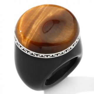 113 228 tiger s eye and black onyx bold sterling silver ring rating 28