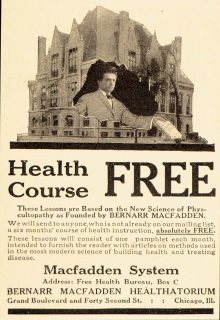 1913 Quackery Health Ad Bernarr Macfadden Healthatorium   ORIGINAL