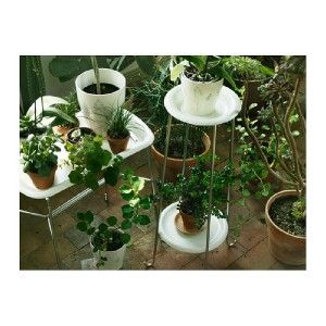 IKEA Socker Plant Stand Galvanized White with Removable Tray Round