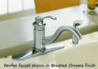 Kohler Fairfax Kitchen Faucet Chrome Single Lever Handle Side Spray K