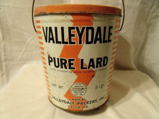  Vintage Valleydale Pure 8POUND Lard Tin Can