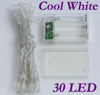 30 White LED Light Battery String Fairy Party Christmas