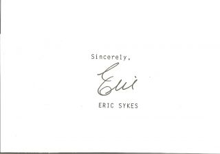 Signed Eric Sykes Harry Potter Last of The Summer Wine Autograph