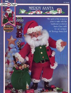 Merry Santa Claus Fibre Craft FCM436 16 Doll Crochet Pattern Leaflet