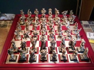  Collectible Fantasy of The Crystal Pewter Chess Set 48 Pieces