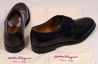 Salvatore Ferragamo Shoes $890 Varnished Tramezza Wing Tip Derby 10EE