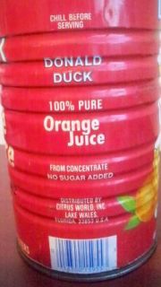 Donald Duck 100 Red Orange Juice Can Empty 46 oz Citrus World Inc Lake