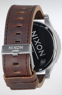 nixon the 51 30 chrono leather watch in silver brown this product is