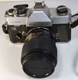 Vintage FUJICA ST801 35mm SLR Film Camera with Hanimex f2 8 135MM
