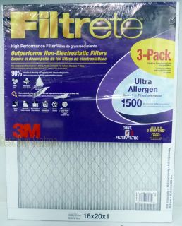 Filtrete 3M 1500 Ultra Allergen Reduction 16x20x1 Electrostatic