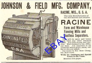 1900 Johnson Field Racine Fannin Mill Ad Racine Wi