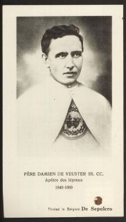 St Damien of Molokai EX Indumentis Relic Holy Card