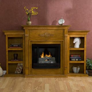 Sold Out Oak Gel Fuel Fire Fireplace w Bookshelves 70W