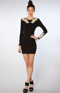 Motel The Gina Cut Out Dress in Black Silver Metallic
