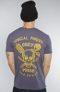 Obey The Special Forces Heather Thrift Tee in Indigo