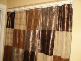  Tan Wild Patch Shower Curtain Faux Suede Patchwork NEUTRALS