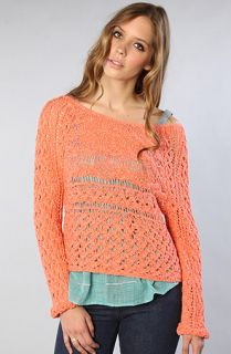 Free People The Marigold Crochet Pullover in Hot Salmon  Karmaloop