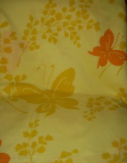 Vintage Springmaid No Iron Percale Twin Flat Sheet Butterflies Yellow