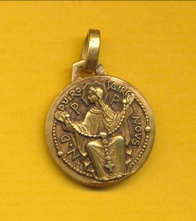  Lady of Rosary Gold Plated Catholic Medal by Famous Fernand PY
