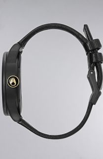Nixon The Sentry Leather Watch in Matte Black Gold